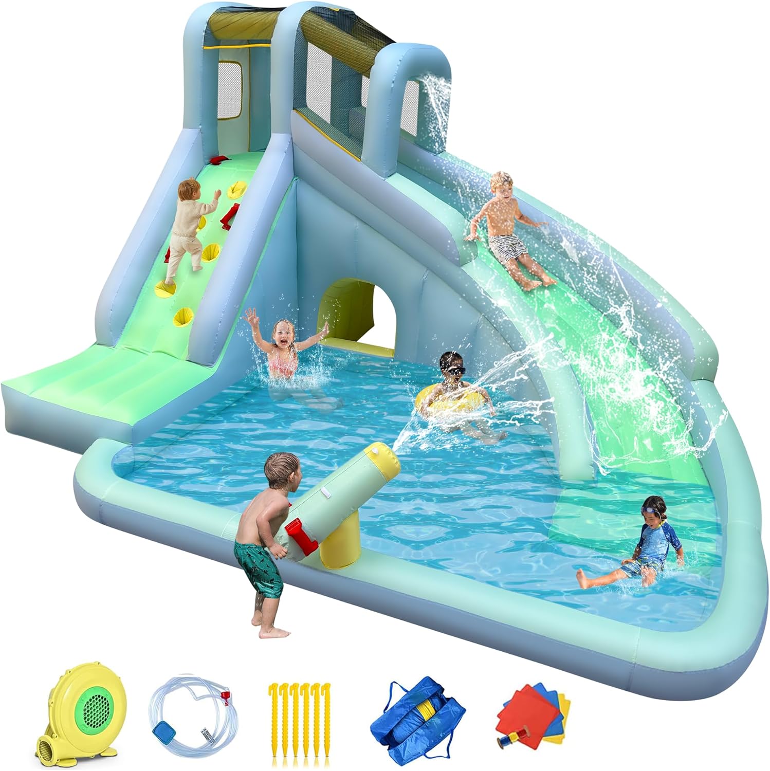 Kids Outdoor Bounce House - 6-in-1 Inflatable Kids Bounce House Water