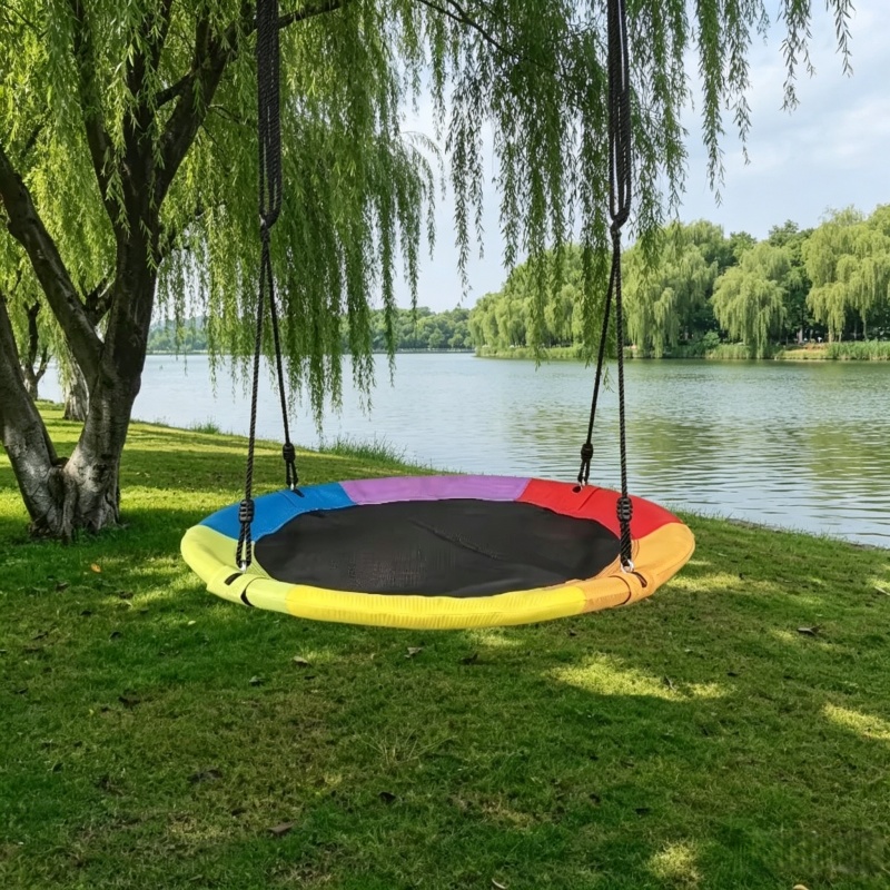 Kids Outdoor Hammock Swing - Circular Oxford Net Canvas Kids Hammock