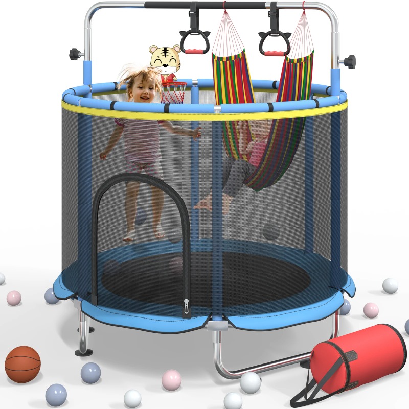 Kids Outdoor Hammock Swing - 5FT Toddler Trampoline 8-in-1 Kids Mini