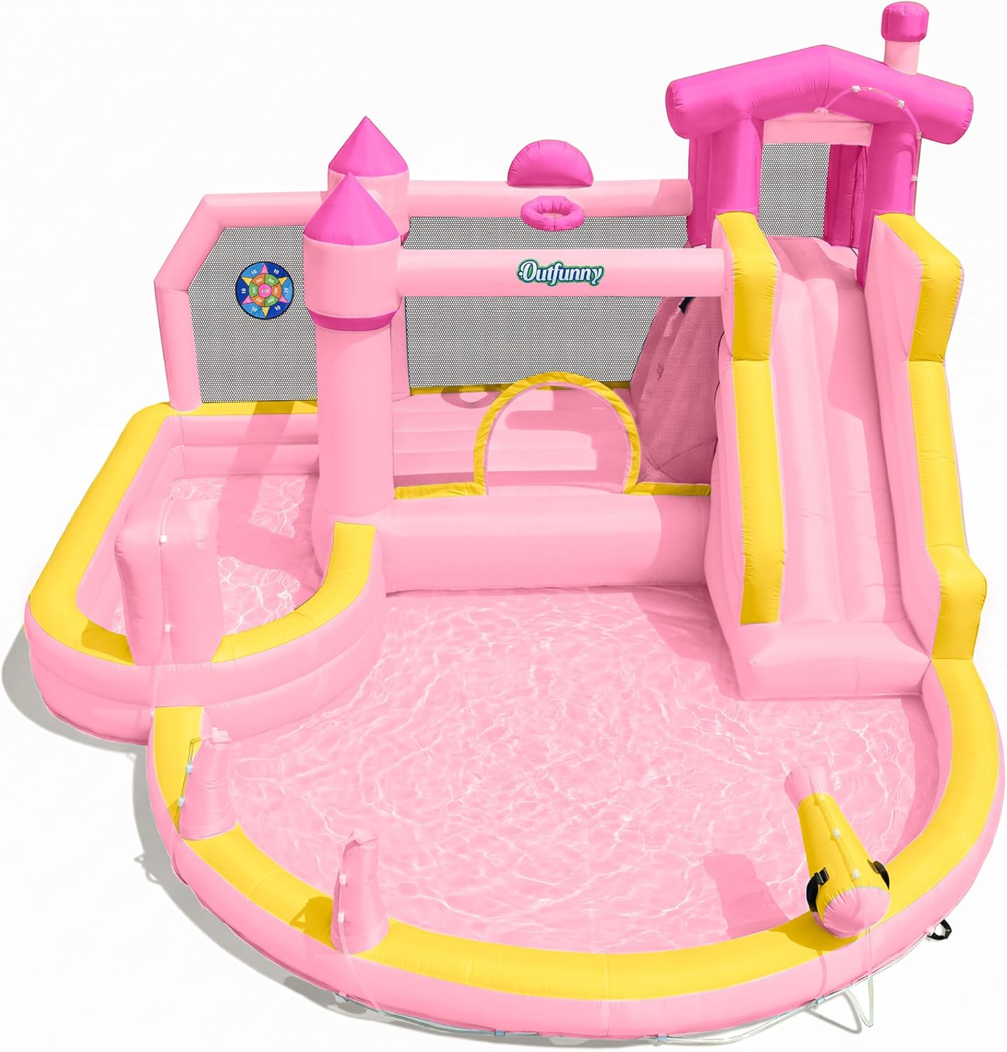 Kids Outdoor Bounce House - Pink Inflatable Water Slide Bounce House