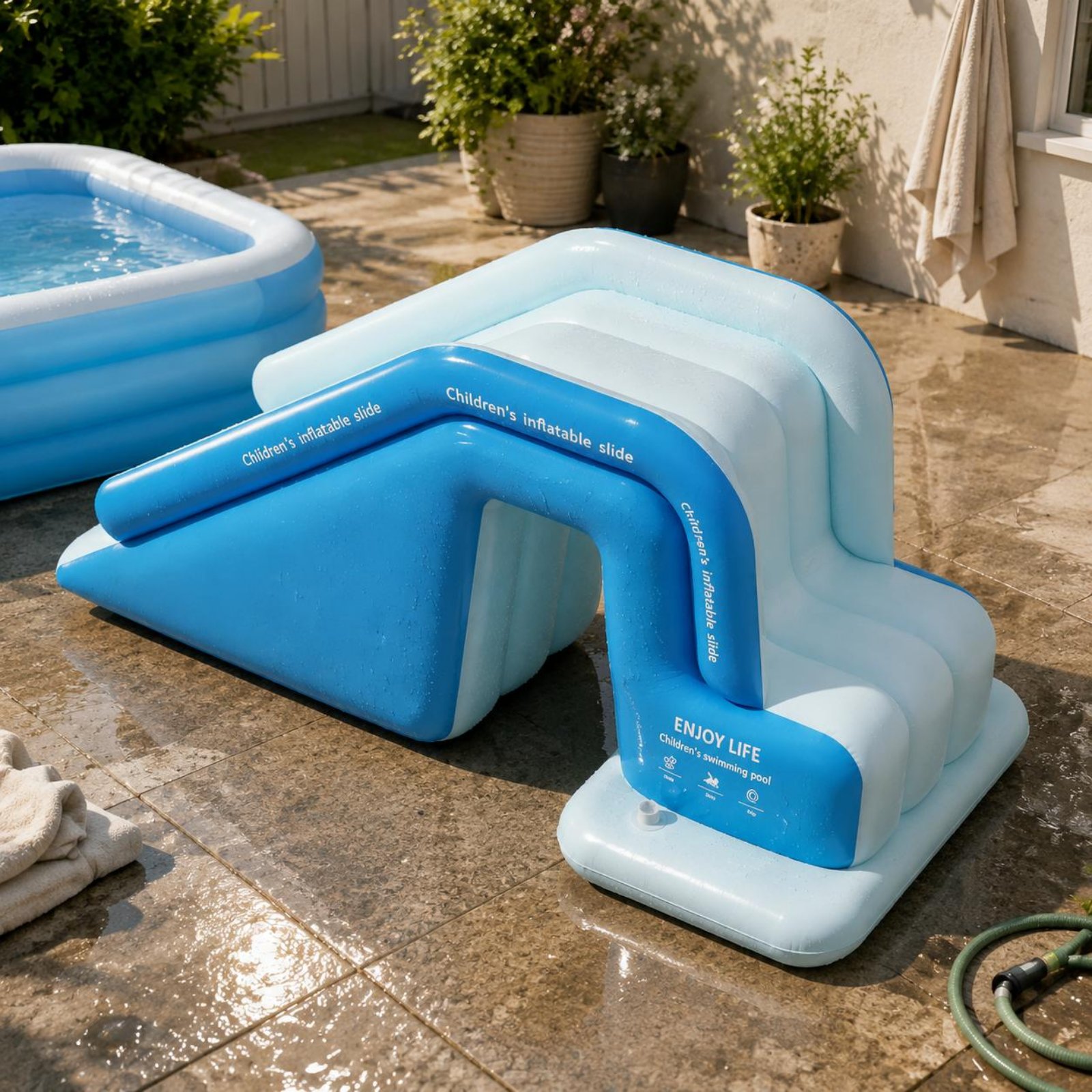 Kids Outdoor Nature Toys - Inflatable Pool Slide Foldable Inflatable Water
