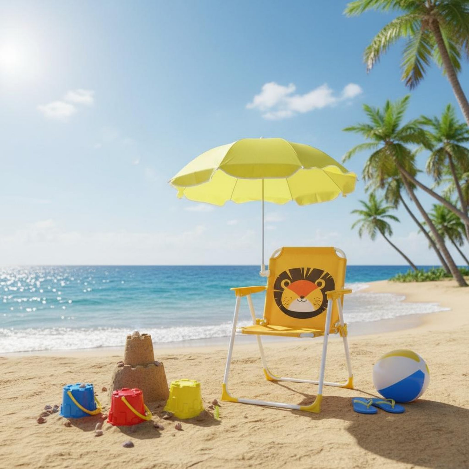 Kids Outdoor Umbrella Chair - Children's Portable Chair with Sun Shade