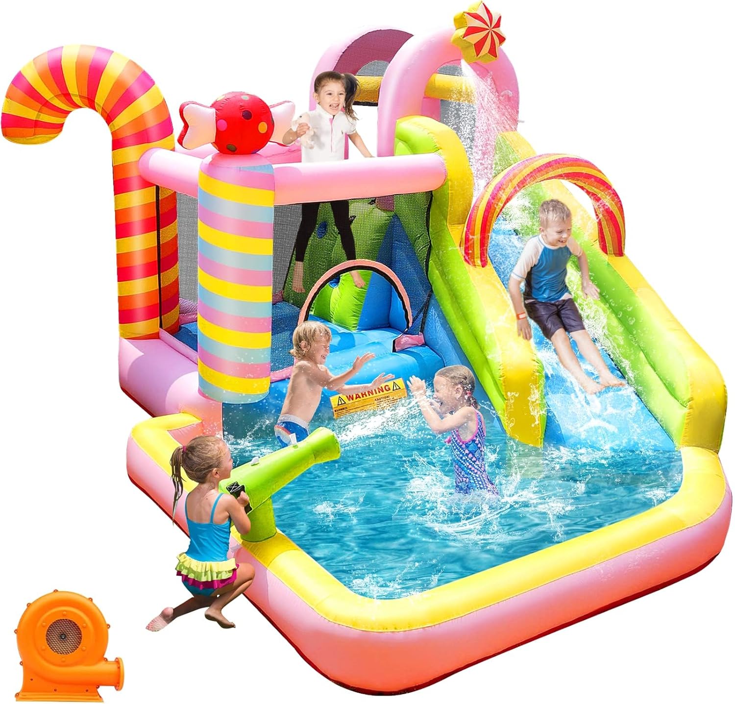 Kids Outdoor Basketball Hoop - Kids Inflatable Water Slide Bounce House,