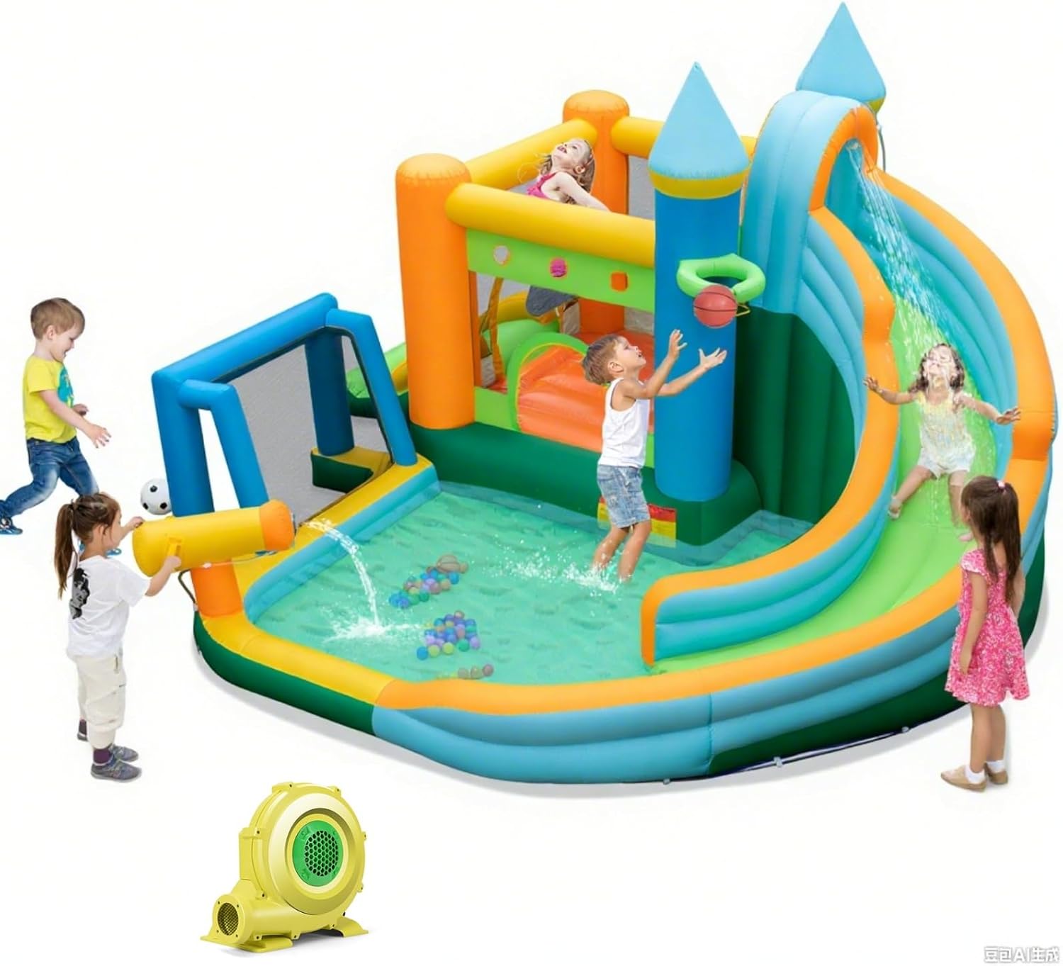 Kids Outdoor Water - 9-in-1 Inflatable Water Slide Bounce House