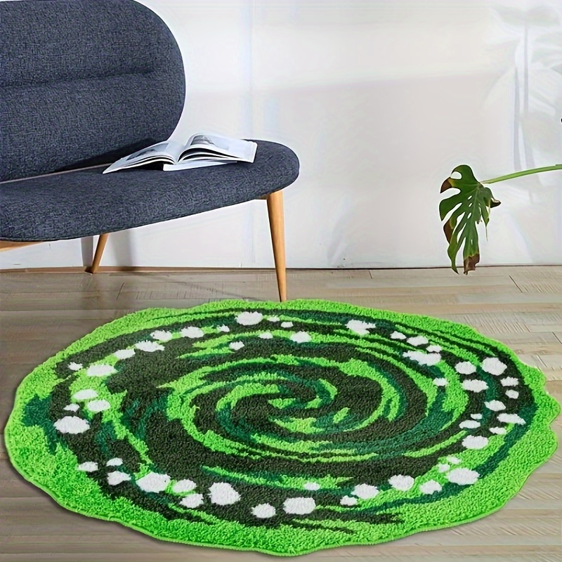 Kids Outdoor Folding Table - VIKAMA Green Round Plush Carpet for