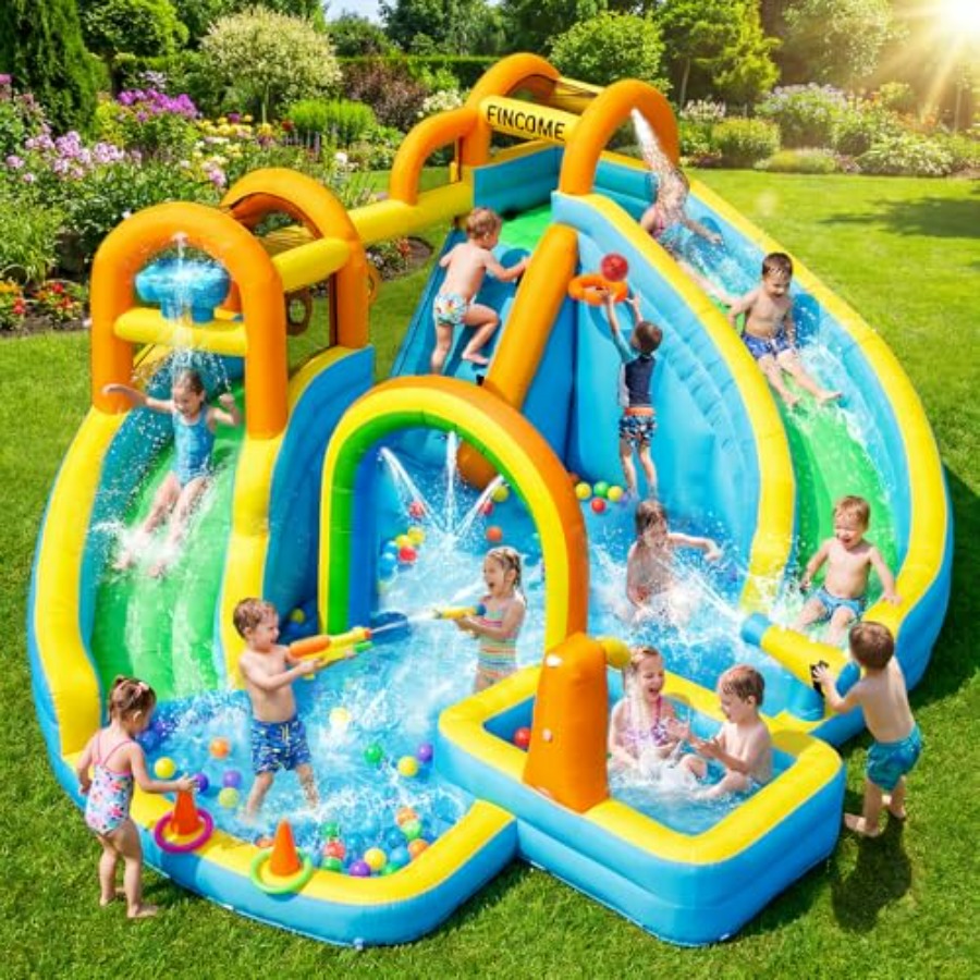 Kids Outdoor Basketball Hoop - Backyard outdoor inflatable water slide for