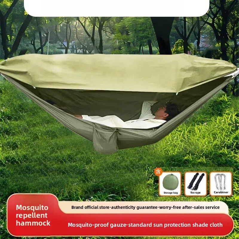 Kids Outdoor Hammock Swing - Mesh Hammock With Mosquito Net Roll
