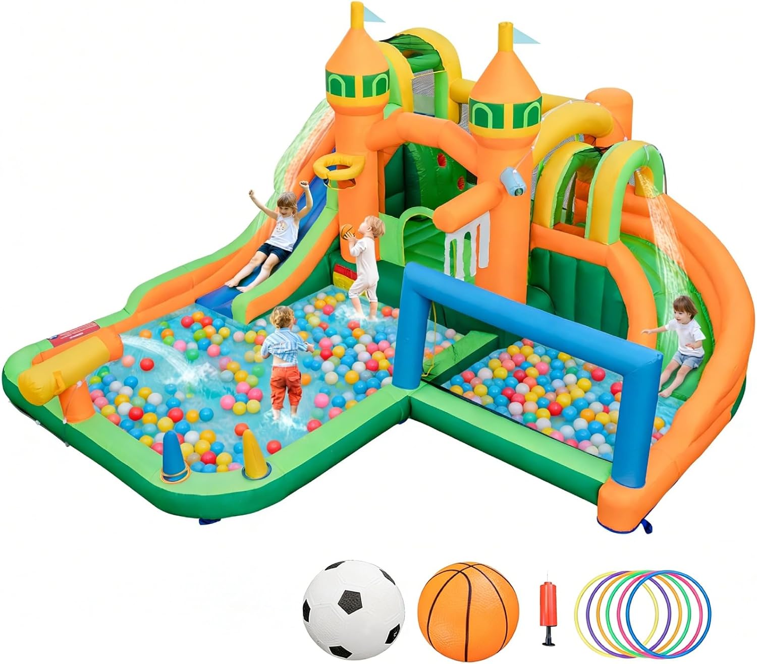 Kids Outdoor Water - 9-in-1 Inflatable Water Park Bounce House