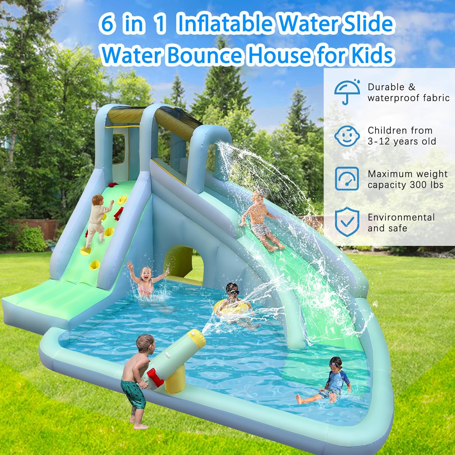 6-in-1 Inflatable Kids Bounce  - Kids Outdoor Bounce House review and price