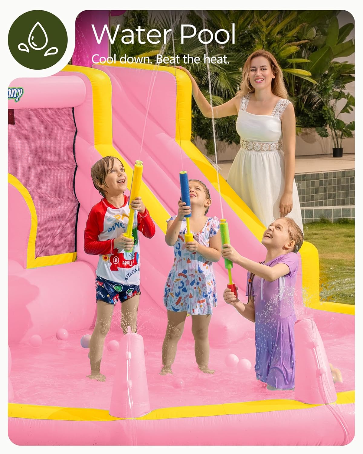 Pink Inflatable Water Slide Bo - Kids Outdoor Bounce House review and price