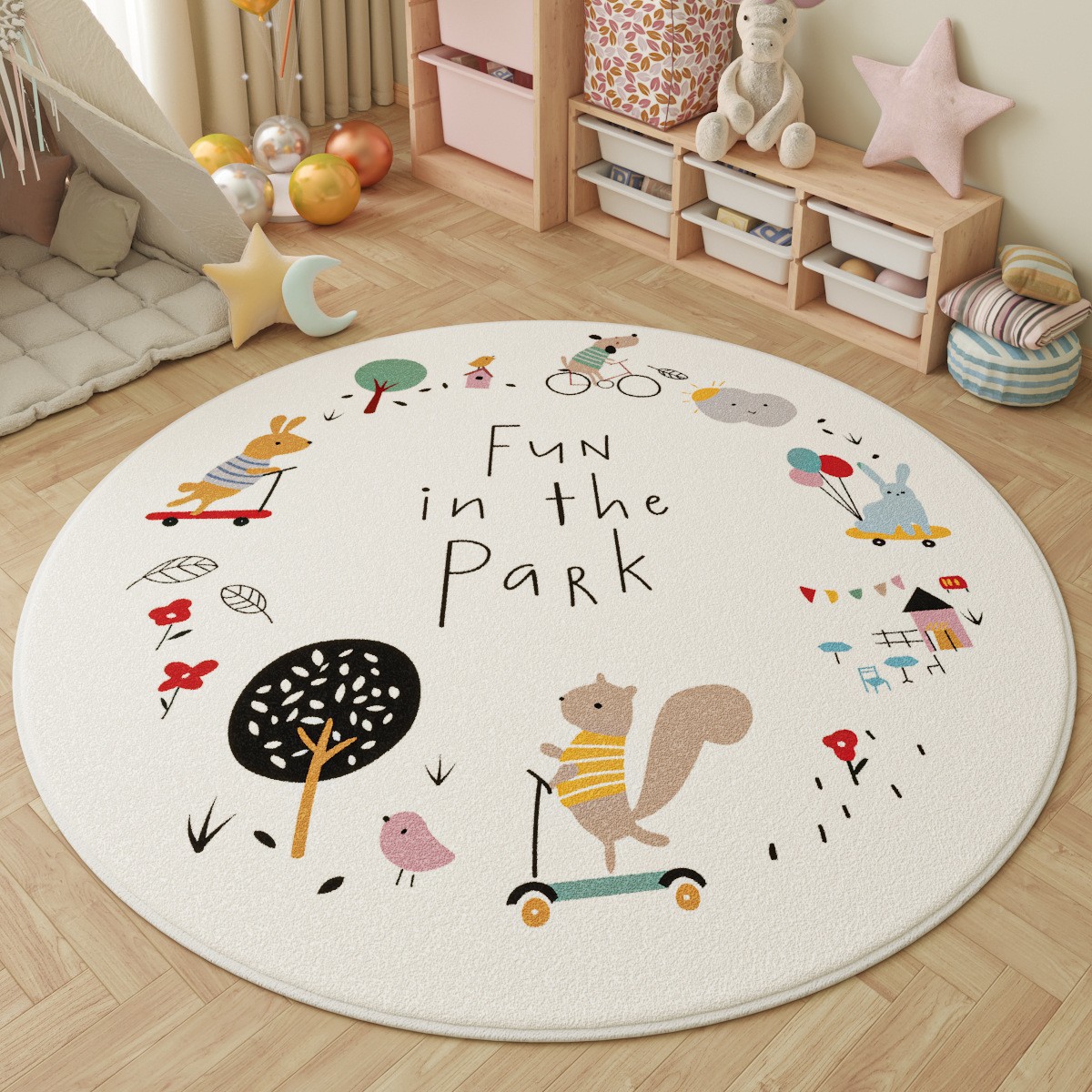 Fun in the Park Kids Round Rug - Kids Outdoor Adventure Park review and price