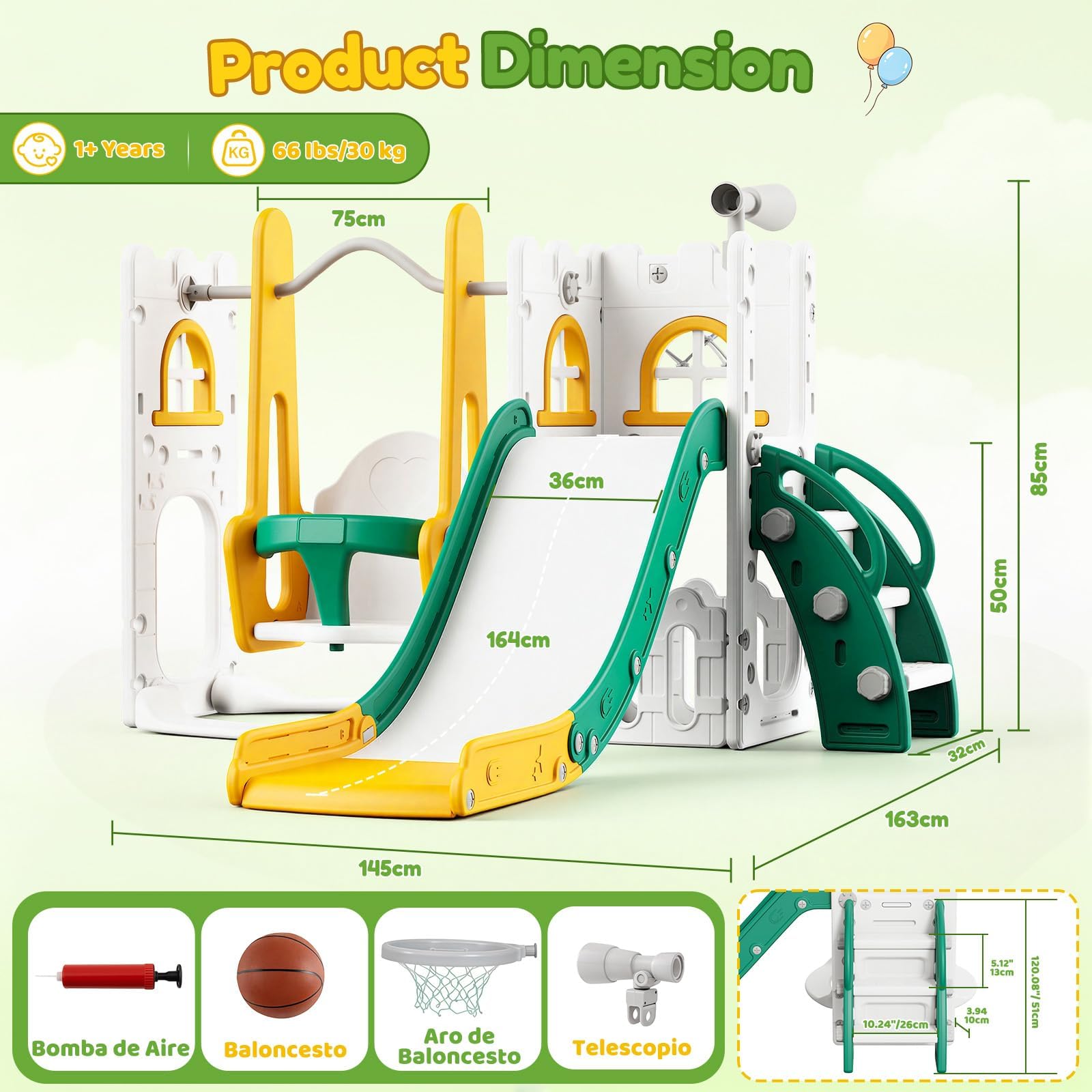 7 in 1 Toddler Slide And Swing - Kids Outdoor Basketball Hoop review and price