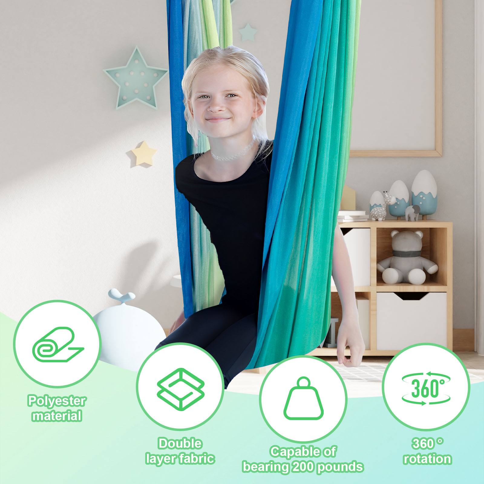Kids Sensory Swings Double Lay - Kids Outdoor Hammock Swing review and price