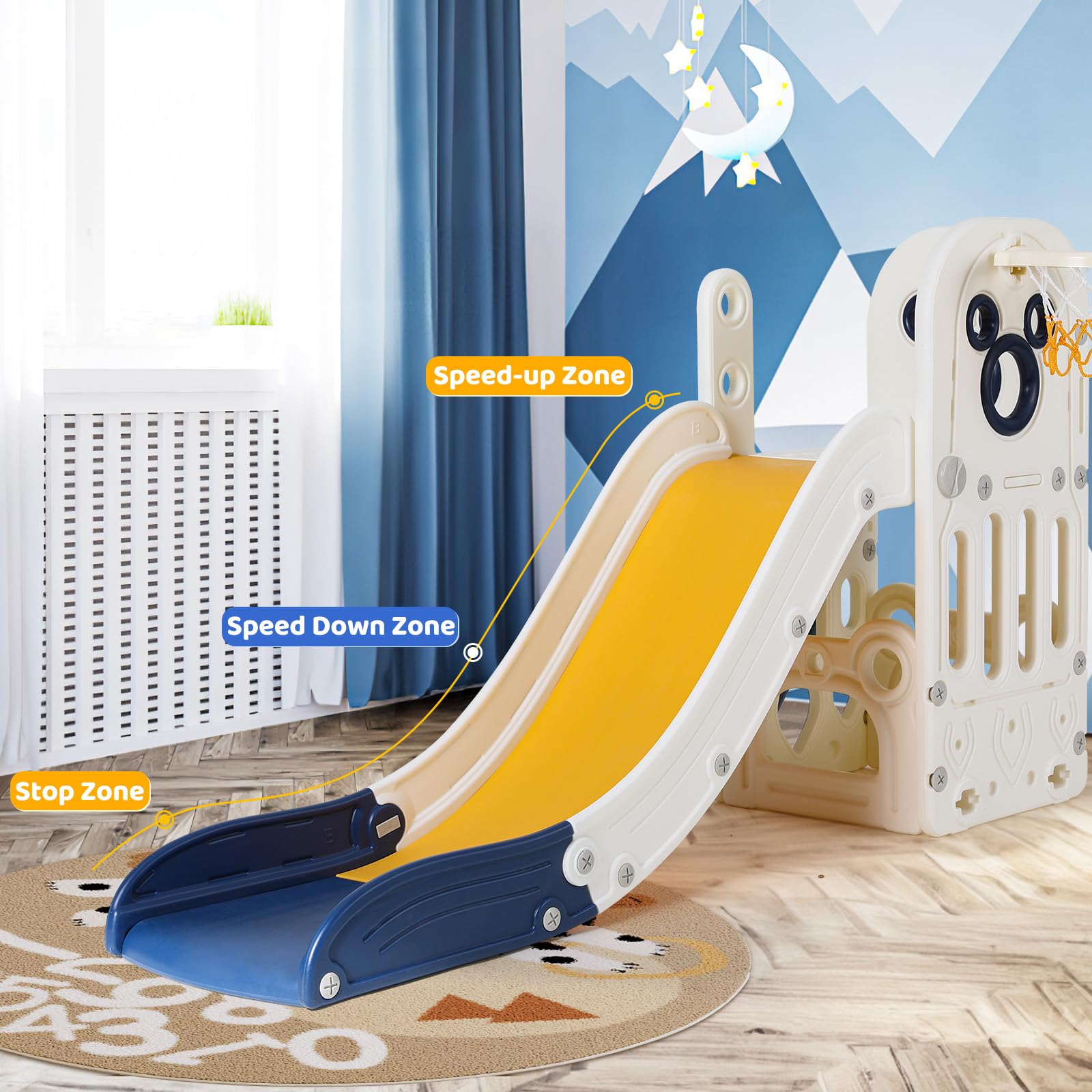 6 in 1 Toddler Slide Playset,  - Kids Outdoor Basketball Hoop review and price