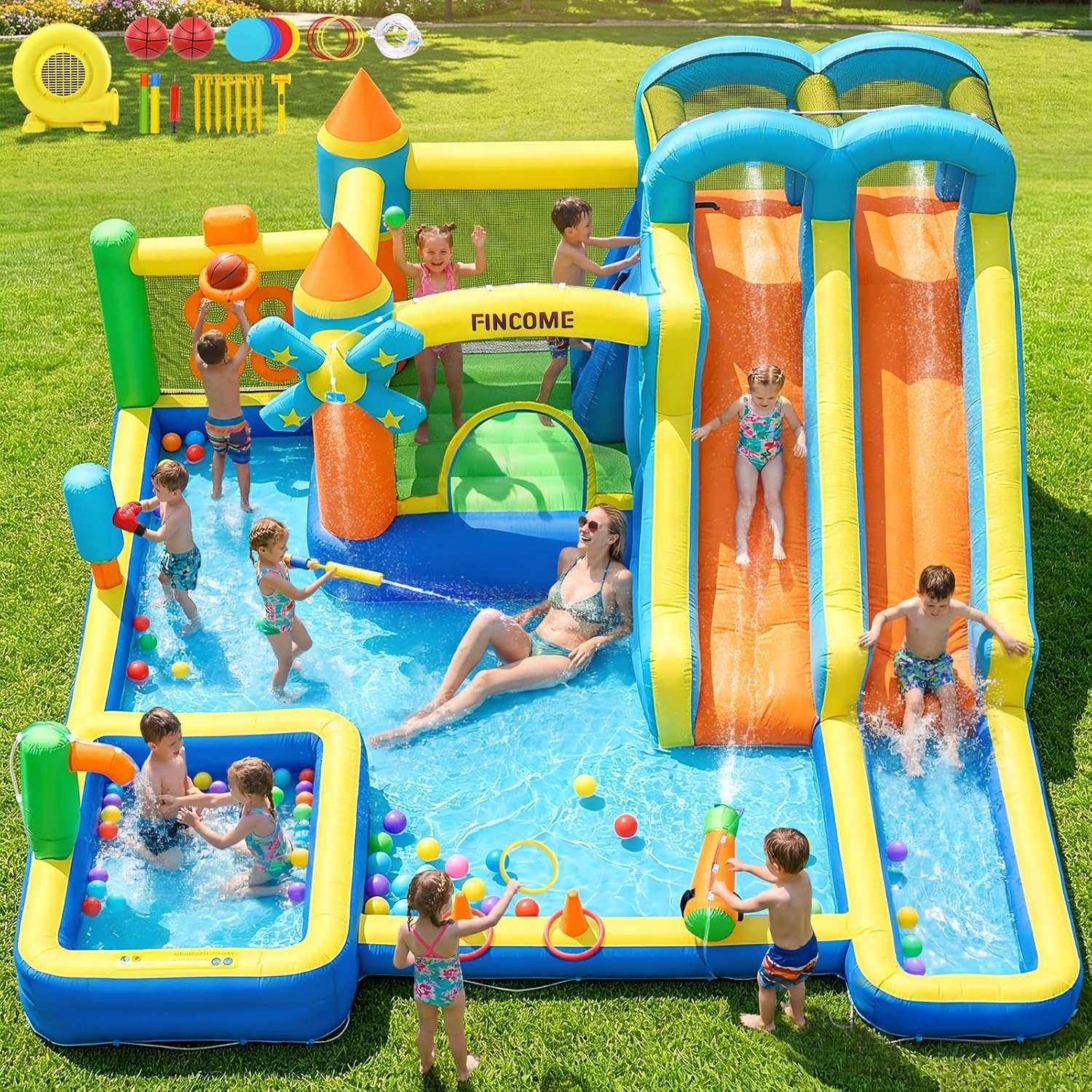 10-in-1 Inflatable Bouncy Cast - Kids Outdoor Water review and price