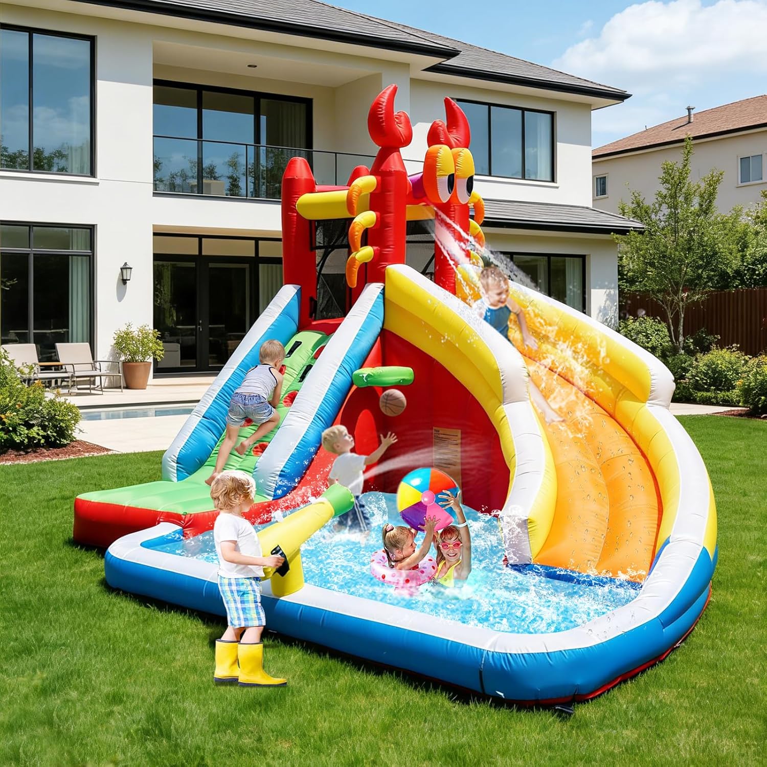 Large Inflatable Bounce House  - Kids Outdoor Basketball Hoop review and price