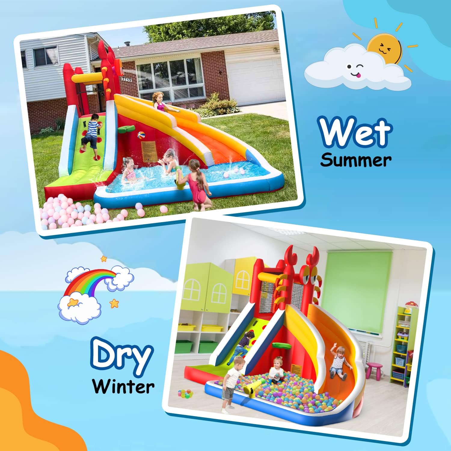 Large Inflatable Bounce House  - Kids Outdoor Basketball Hoop review and price