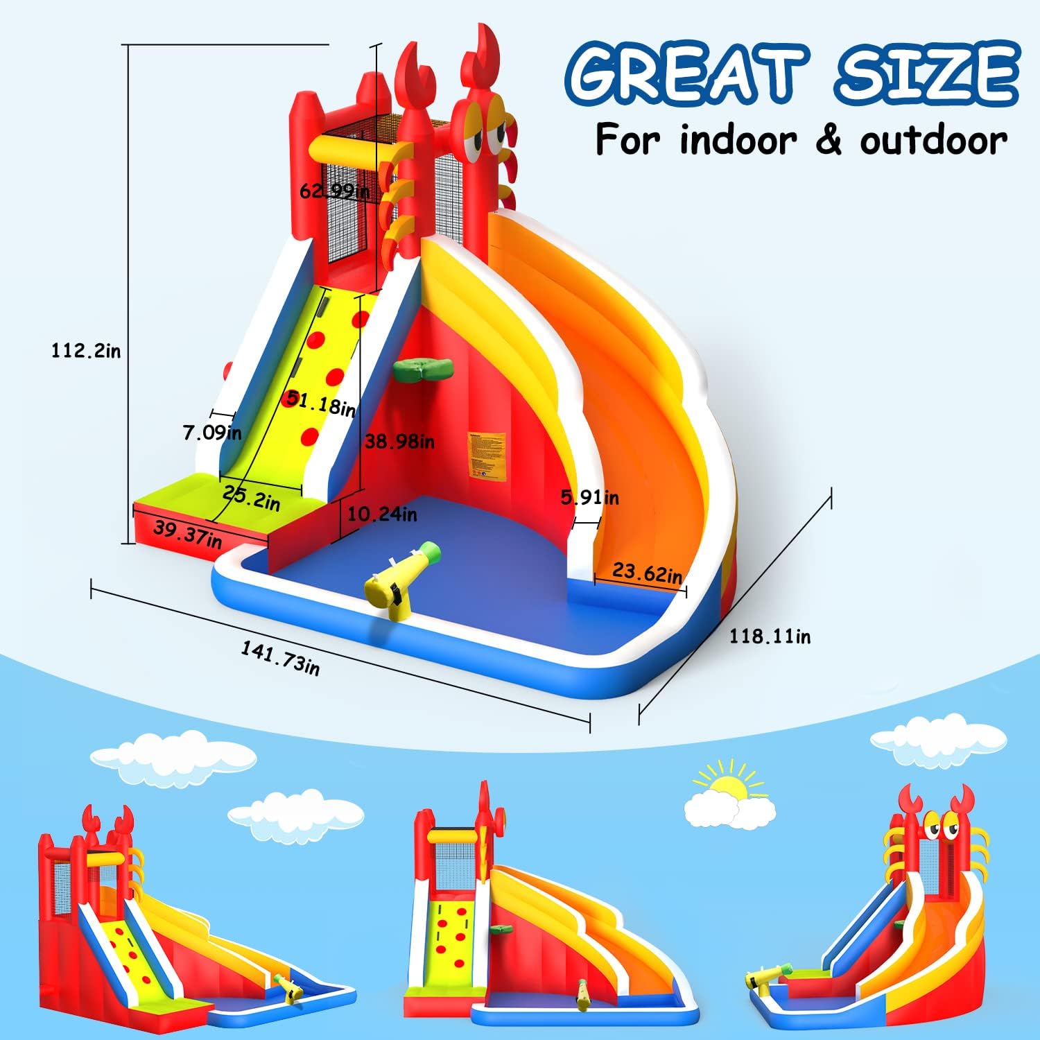 Large Inflatable Bounce House  - Kids Outdoor Basketball Hoop review and price