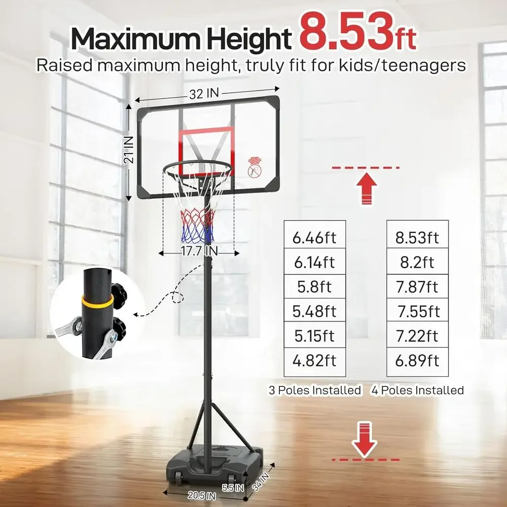 Adjustable Height Portable Bas - Kids Outdoor Basketball Hoop review and price