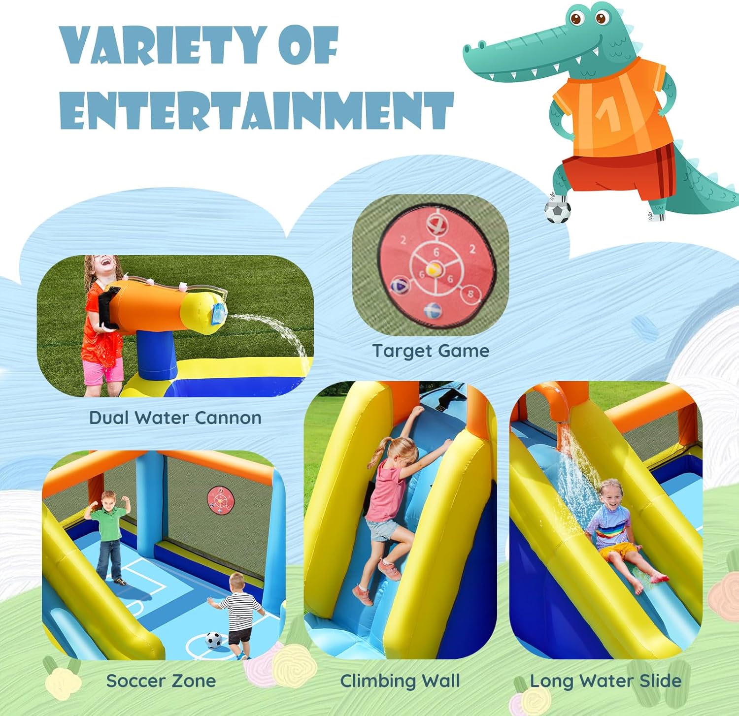 Inflatable Water Slide, Dual C - Kids Outdoor Water review and price