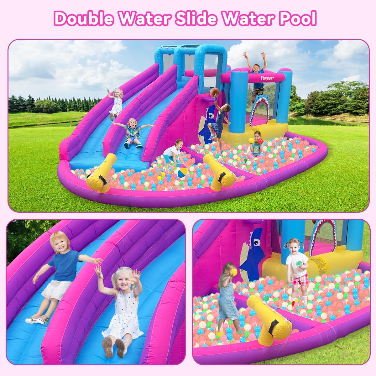 Twin Water Slides Inflatable B - Kids Outdoor Water review and price
