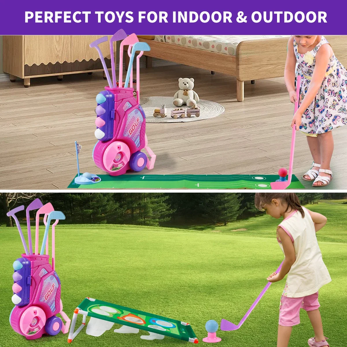 MQUDUO Kids Golf Club Set with - Kids Indoor Outdoor Cart review and price